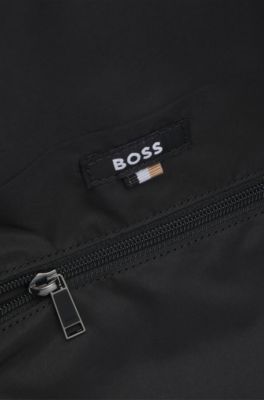 Coated-fabric holdall with logo patch, Black