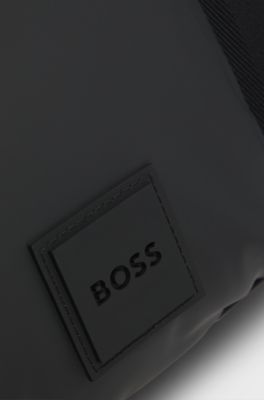 Coated-fabric holdall with logo patch, Black