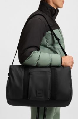 Coated-fabric holdall with logo patch, Black