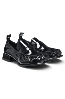 Penny loafers in patent faux leather, Black