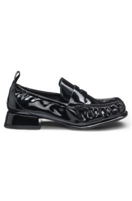 Penny loafers in patent faux leather, Black