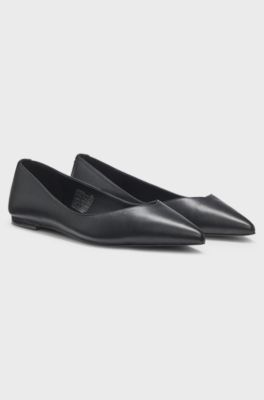 Ballerina pumps in nappa leather with stacked-logo trim, Black