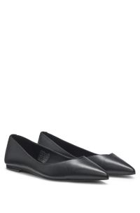 Ballerine in nappa con logo scomposto, Nero