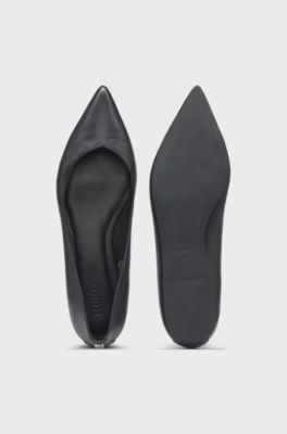 Ballerina pumps in nappa leather with stacked-logo trim, Black