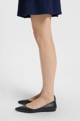 Ballerinas aus Nappaleder mit Stack-Logo-Detail, Schwarz