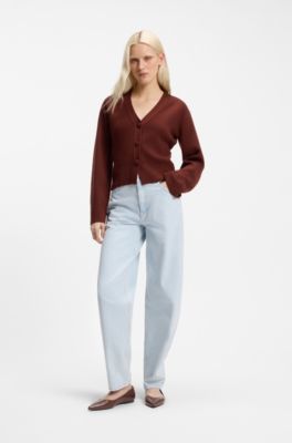 Ballerina pumps in nappa leather with stacked-logo trim, Brown