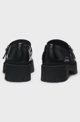 Loafers with buckled strap, Black