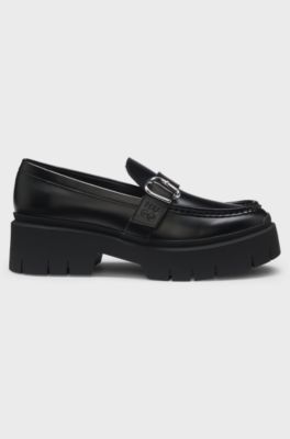 Loafers with buckled strap, Black