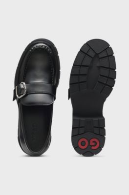 Loafers with buckled strap, Black