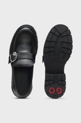Loafers with buckled strap, Black
