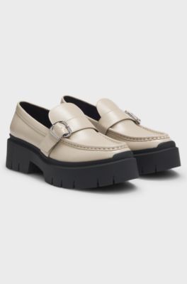 Loafers with buckled strap, Light Beige