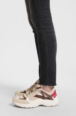 Logo-backtab trainers with mesh details, Beige