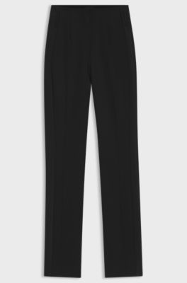 Regular fit-smokingbyxor i twill av jungfruull, Svart