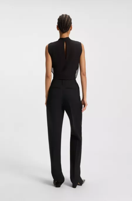 Regular-fit tuxedo trousers in virgin-wool twill