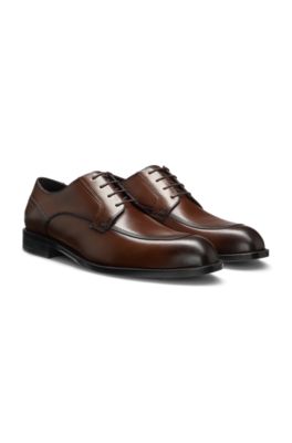 Derby shoes in leather with durable outsole, Dark Brown