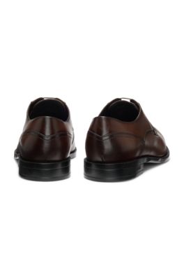Derby shoes in leather with durable outsole, Dark Brown