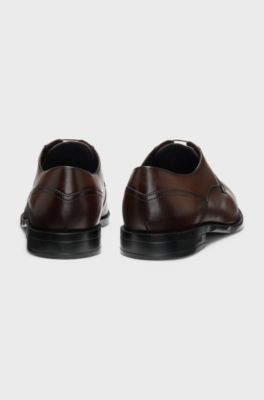 Derby shoes in leather with durable outsole, Dark Brown