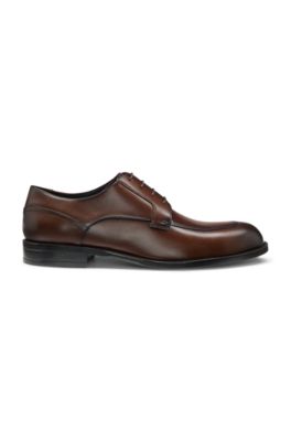 Derby shoes in leather with durable outsole, Dark Brown