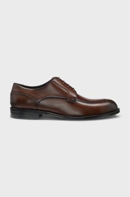 Derby shoes in leather with durable outsole, Dark Brown