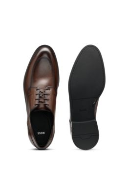 Derby shoes in leather with durable outsole, Dark Brown