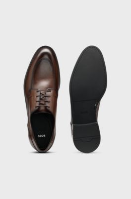 Derby shoes in leather with durable outsole, Dark Brown
