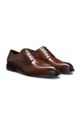 Derby shoes in leather with durable outsole, Brown