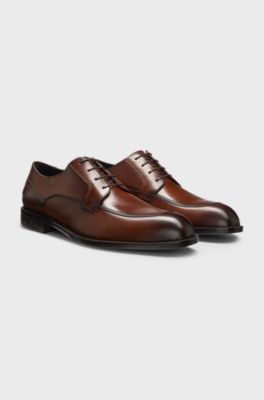 Derby shoes in leather with durable outsole, Brown