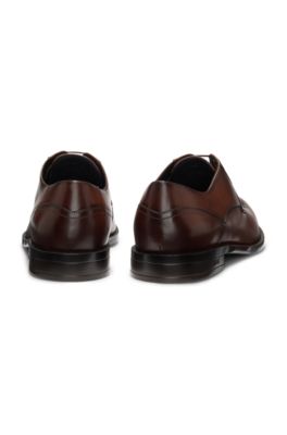 Derby shoes in leather with durable outsole, Brown