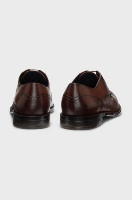 Derby shoes in leather with durable outsole, Brown
