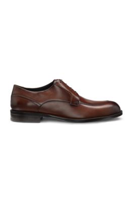 Derby shoes in leather with durable outsole, Brown