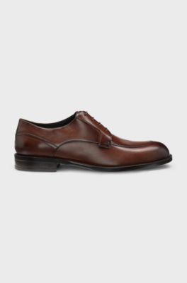 Derby shoes in leather with durable outsole, Brown