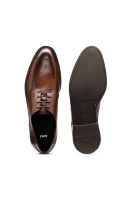 Derby shoes in leather with durable outsole, Brown