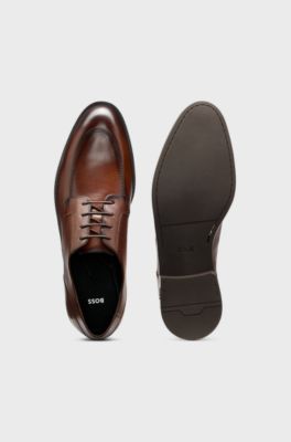 Derby shoes in leather with durable outsole, Brown