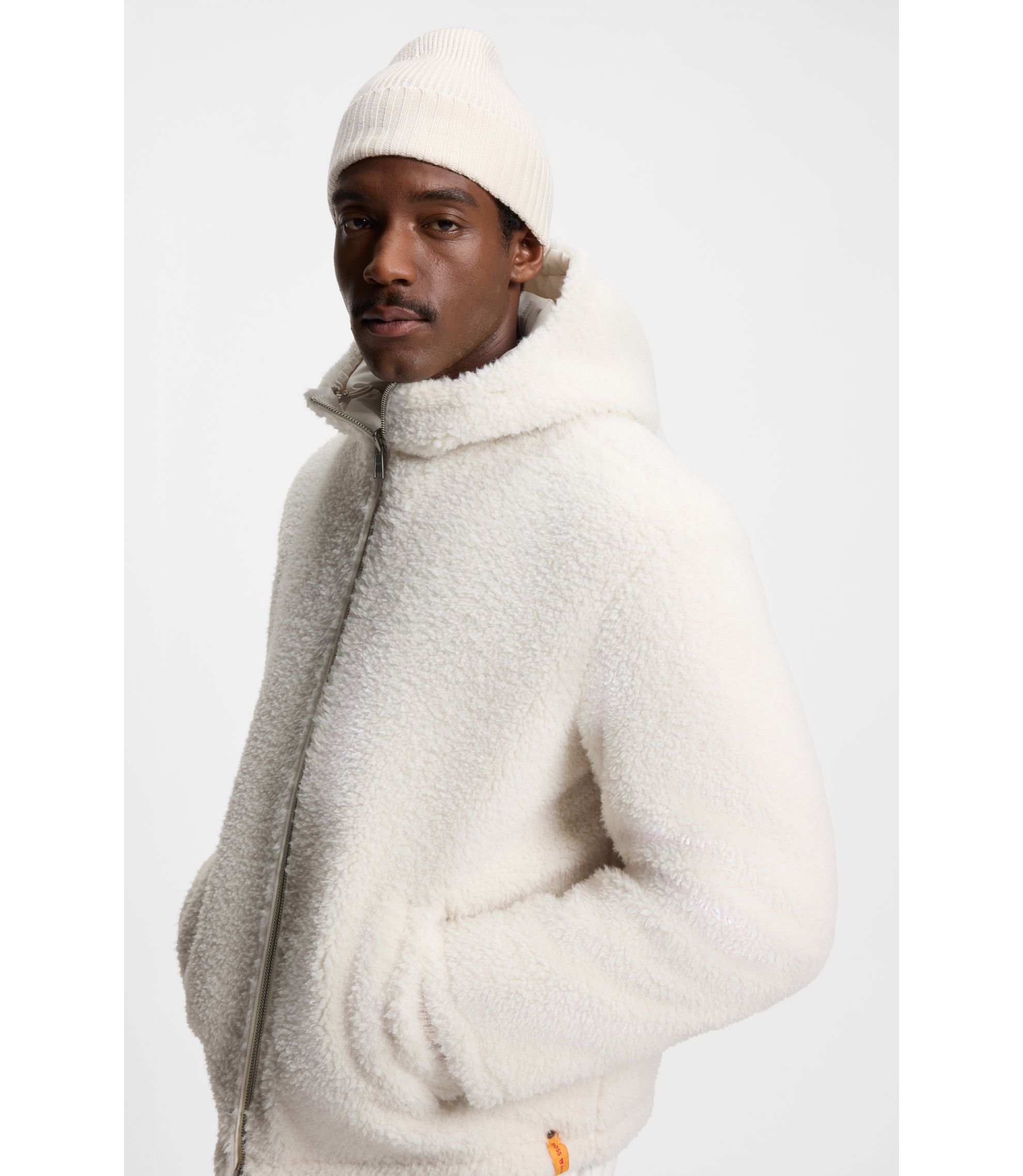BOSS - BOSS x Steiff reversible jacket in teddy fabric - Natural