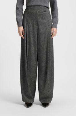 Oversized-fit trousers in structured stretch fabric, Dark Grey