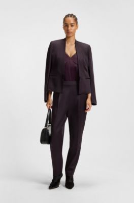 Regular-fit trousers with tapered leg, Dark Purple
