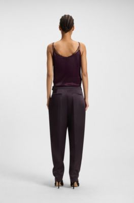 Regular-fit trousers with tapered leg, Dark Purple