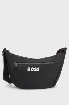 Bolso cruzado con logo en contraste, Negro