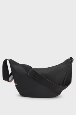 Bolso cruzado con logo en contraste, Negro