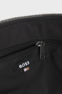 Bolso cruzado con logo en contraste, Negro
