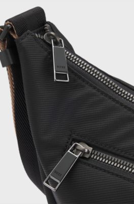 Bolso cruzado con logo en contraste, Negro