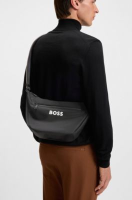 Bolso cruzado con logo en contraste, Negro