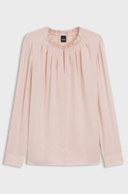 Regular-fit blouse in stretch silk, light pink