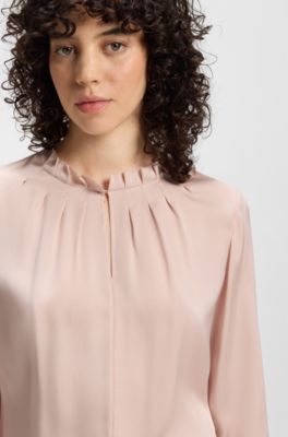 Regular-fit blouse in stretch silk, light pink