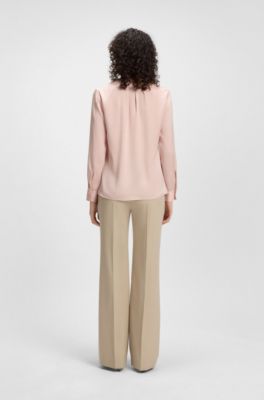 Regular-Fit Bluse aus Stretch-Seide, Hellrosa