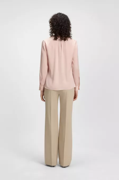 Regular-fit blouse in stretch silk