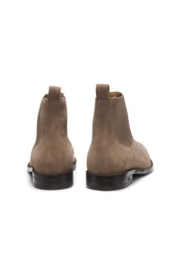 Suede Chelsea boots with elasticated panels, Beige