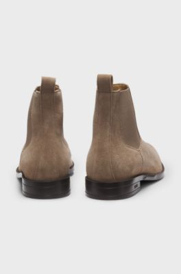 Suede Chelsea boots with elasticated panels, Beige