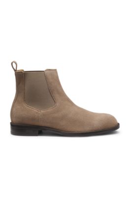 Suede Chelsea boots with elasticated panels, Beige