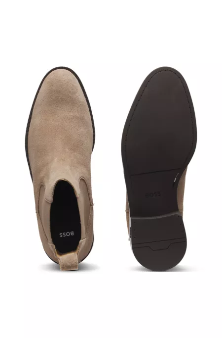 Suede Chelsea boots with elasticated panels